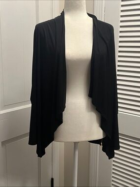 Premise Black Open-Front Draped Cardigan